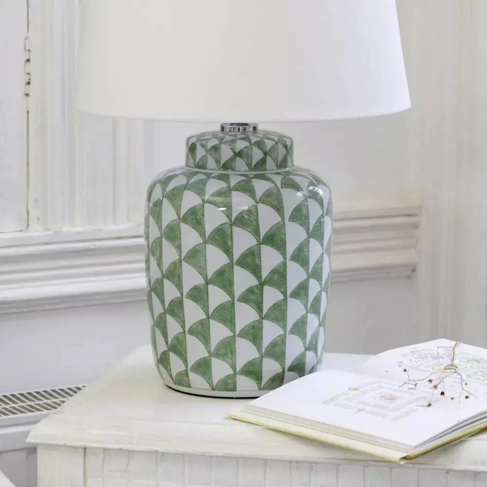 Grand Illusions Lamp Fontana Olive with White Shade